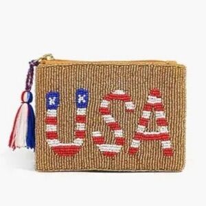 Gold Embellished Beaded USA Coin Pouch